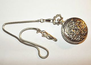 POCKET WATCH LUCERNE ANTI MAGNETIC SILVERTONE WITH CHAIN