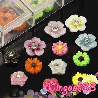 60pcs 3D Rose Daisy Flower Acrylic UV Gel Nail Art Tips Cellphone DIY