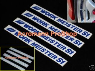 .7cm Work Meister S1 decal sticker alloy rim wheels lip BLUE WHITE CR