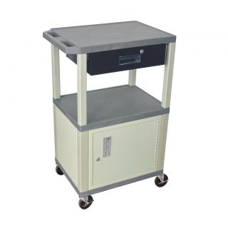 Wilson Multipurpose Utility Cart With Cabinet and Drawer Gray