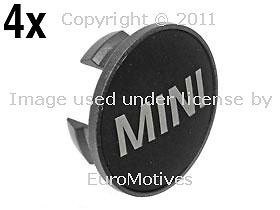 BMW Mini Cooper Wheel Center Hub Caps (set 4) w/ Emblem OEM genuine