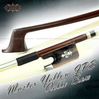 Master Yellow IPE 4/4 Cello Bow Red OX Horn Fleur de lys Frog Power