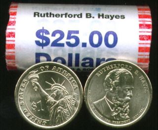 Head Tail 2011 D Mint BU Rutherford B Hayes $25 Gold Dollar Roll Cheap
