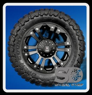 XD MONSTER BLACK RIMS W/ 35X12.50X20 TOYO OPEN COUNTRY MT TIRES WHEELS