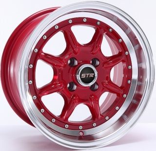 Str Racing 504 Wheels 15x8 0 4x100 Rims Et 10mm Red