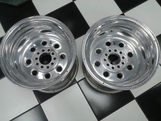 15 x 14 Rear Pair of Polished Drag Race Wheels