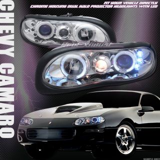 CHROME DRL LED DUAL HALO RIMS PROJECTOR HEAD LIGHTS LAMPS 98 02 CHEVY
