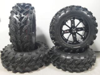 MSA Elixir Black 14 ATV Wheels 27 Swamp Lite Tires Sportsman RZR