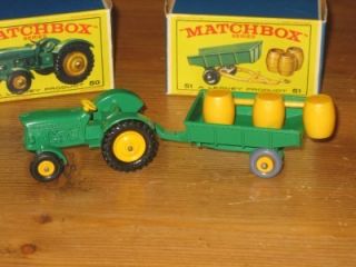 Moko Lesney Matchbox 50 51 John Deere Tractor Trailer