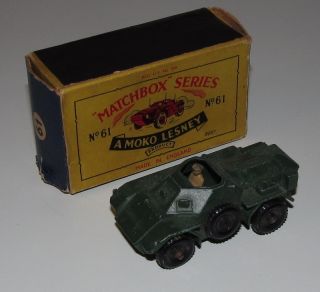Lesney Matchbox Regular Wheels No 61 Ferret Army Scout Car Excellent w
