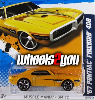 2012 Hot Wheels ** 67 PONTIAC FIREBIRD 400 ** Case N ** Yellow NEW