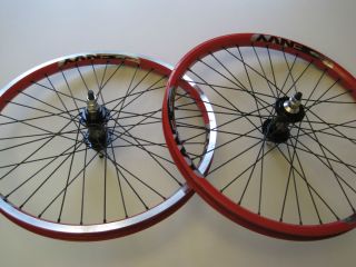 BMX racing wheelset 36H Sun Envy 20 x 1 75 Freewheel hubs Red rims NEW