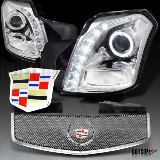 03 07 CTS SMD LED HALO RIM PROJECTOR BLK HEADLIGHTS STAINLESS MESH