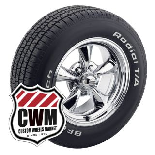 Chrome Wheels Rims BFG Radial T A Tires 225 60R15 for Chevy Nova 68 79