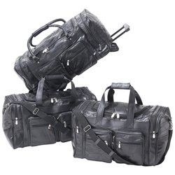 Leather Duffle Bag Set Trolley Wheels Easy Travel Luggage