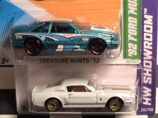 2012 Hot Wheels Treasure Hunt 92 Ford Mustang and 68 Shelby GT500