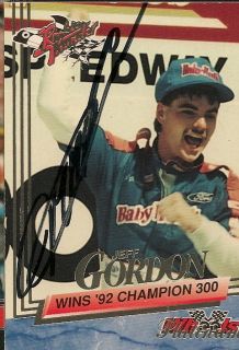 Jeff Gordon Autographed 92 Champion 300 Win Wheels Rookie Thunder