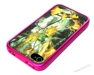 Hot Pink Rim CAMO MOSSY Hard Cover Phone Case for APPLE iPhone 4 4S