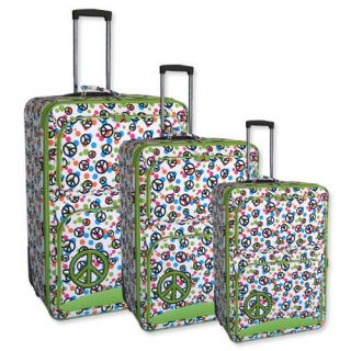 duty Green Peace 3 Piece Rolling Luggage Set wheels Suitcase carry on