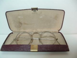 Antique Eye Glasses 14k Gold Oval Wire Rim Vintage Frames