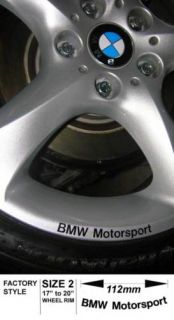 BMW Motorsport Wheel Rim Decal Sticker Large 112 BLKX8
