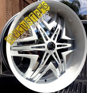 26 inch Wheels Rims Tires Diablo Elite White 6x139 7 Chevrolet Tahoe