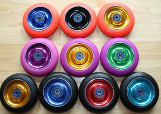 Pair of Metal Core Scooter Wheels with Build in 2 ABEC 9 Bearings