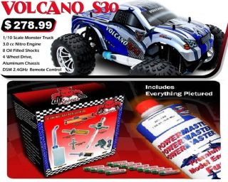 Redcat Racing Volcano S30 1 10 Scale Nitro Monster Truck FREE STARTER