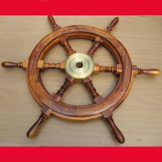 24 1 2 Ships Wheel 6 Spoke w Brass Hub Ring New