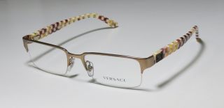 53 18 140 Gold Multicolor Semi Rim Eyeglass Glasses Frame Italy