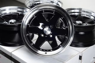 15x8 Effect Wheels Rims 4x100 Black 0mm offset Civic Corolla Cobalt