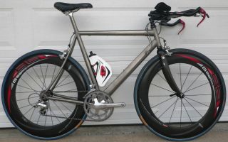 bike triathlon, titanium frame, dura ace, ultegra, carbon tubular rim