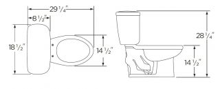 Gerber Maxwell 1 6 GPF Toilet Elongated Bowl Slim Tank Biscuit