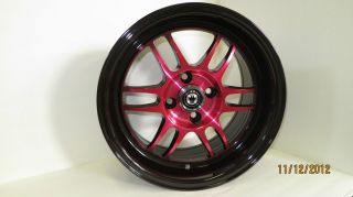 Wideopen 15x8 et20 4x100 exclusive jdm Candy Red w Black wheel rim new