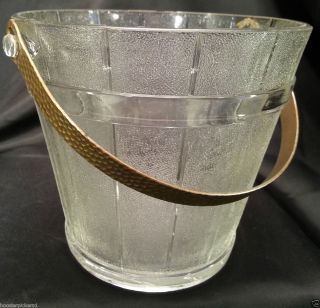 Antique Bryce Higbee U s Pressed Glass Wooden Pail Ice Bucket Spooner