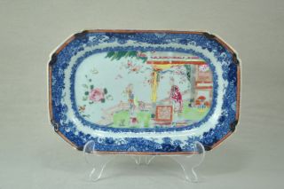 Beautiful Chinese 18c Famille Rose Figural Platter Qianlong