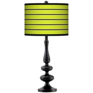 Bold Lime Green Stripe Giclee Paley Black Table Lamp   #N5714 P9113