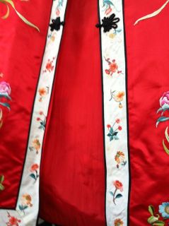 Vtg Red 50s Excellent Satin Stitch Chinese Embroidered Export Coat