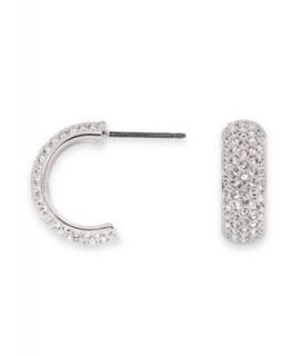 Givenchy Earrings, Silver tone Crystal Inside Out Small Hoop Earrings