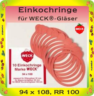 50 Einkochringe rot 94x108, RR 100, original WECK, Gummi Einkoch Ringe