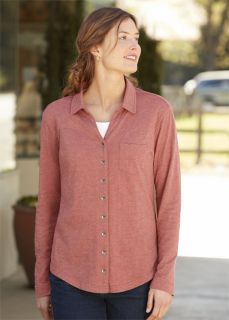 Button front Jersey knit Shirt, Garnet, X Large