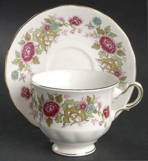 Queen Anne (England) Chinese Tree Footed Cup & Saucer Set, Fine China Dinnerware