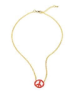 Scotch Shrunk Girls Peace Sign Pendant Necklace   Gold