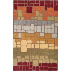 Hand tufted Multi Colored Geometric Tile Contemporary Gorleston Wool Abstract Rug (8 X 11)