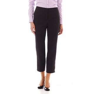 Liz Claiborne Textured Cotton Ankle Pants, Black, Womens