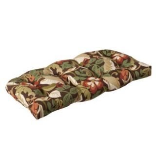Outdoor Wicker Bench/Loveseat/Swing Cushion   Brown/Green Floral