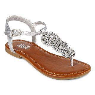 Stevies Camelot Girls Ankle Strap Sandals, Silver, Girls