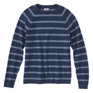 Merona Mens Cotton Cashmere Pullover Sweater   Heather Blue Stripe XXL