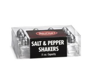 Tablecraft Salt / Pepper Shaker, 1/2 oz, Cube Glass, Chrome Top