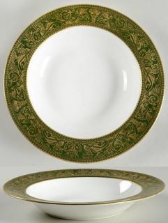Wedgwood Florentine Green (Dark) No Floral Center Rim Soup Bowl, Fine China Dinn